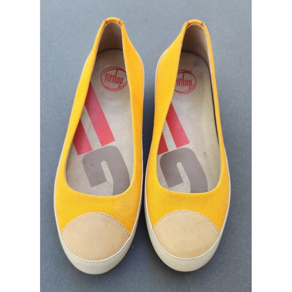FitFlop Women’s Size EU 38 / US 7 Due Canvas Ballet Yellow Suede Flats Shoes